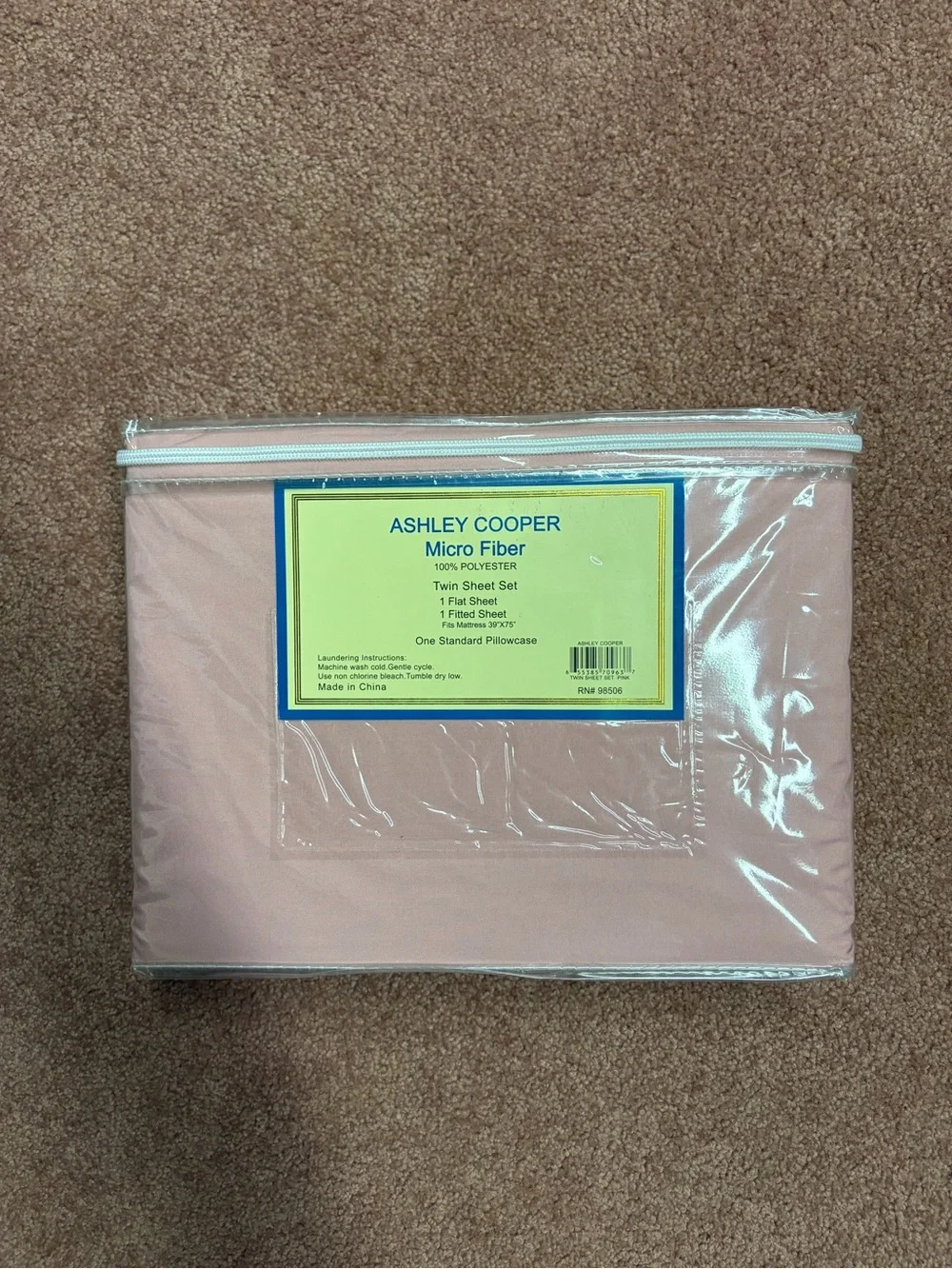 Ashley Cooper Twin Sheet Set Pink Microfiber Soft Silky Bedding New Sealed